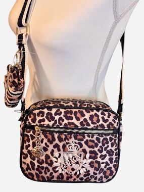Juicy Couture Leopard Print Crossbody Bag with matching mini bagcharm